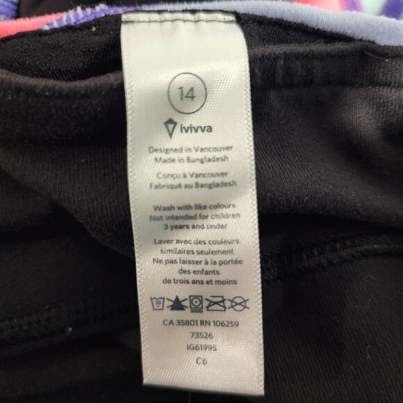 IVIVVA Girls Youth 14 Black Colorful Waistband Reversible Cropped Leggings - Picture 5 of 6